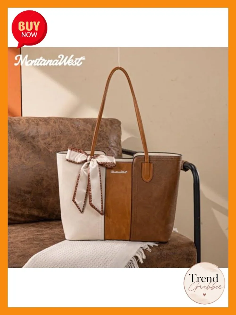 Vegan Leather Top Handle Satchel Tote Work Bag with Scarf